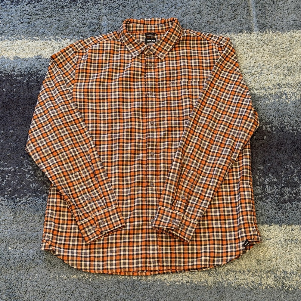 Prana Los Feliz Flannel Standard Fit Long Sleeve Button Up Shirt Men's Large